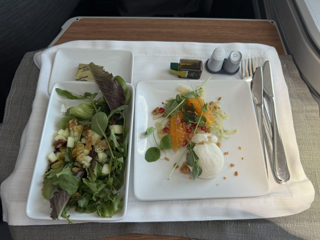 Mixed greens salad on American Airlines