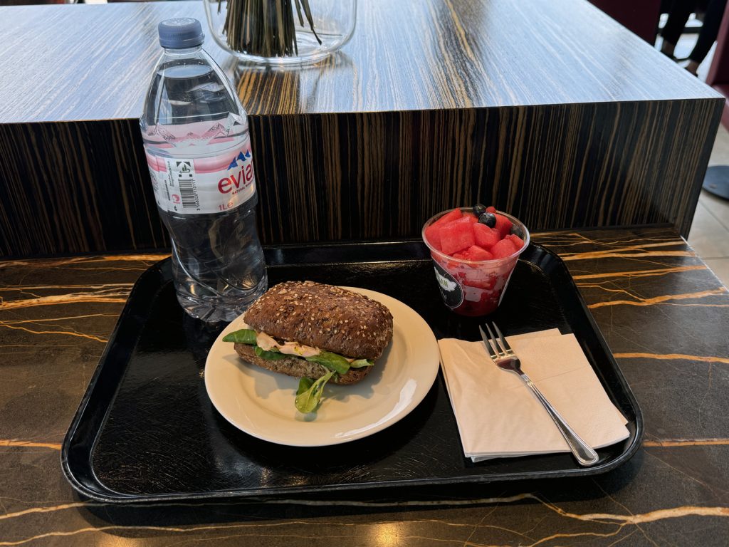 Sandwich and fruit at Movenpick Cafe in Berlin