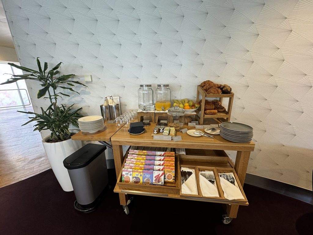 Breakfast snacks at the Virgin Atlantic Revivals Lounge