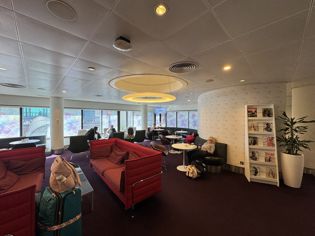 Group seating at the Virgin Atlantic Revivals Lounge