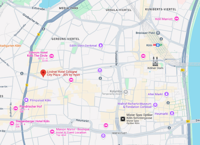 Location of Lindner Hotel Cologne City Plaza on map